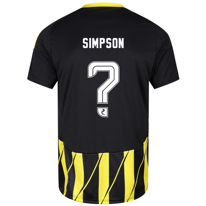 Kandiny Hombre Camiseta Theo Simpson #0 Negro Amarillo 2ª Equipación 2024/25 La Camisa Chile