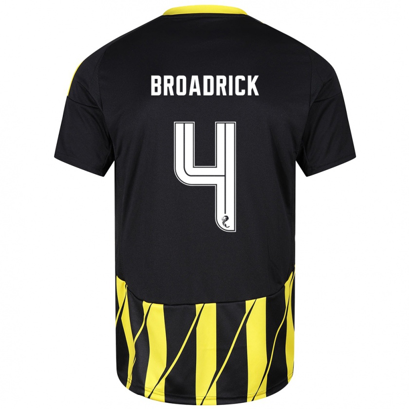 Kandiny Hombre Camiseta Jessica Broadrick #4 Negro Amarillo 2ª Equipación 2024/25 La Camisa Chile