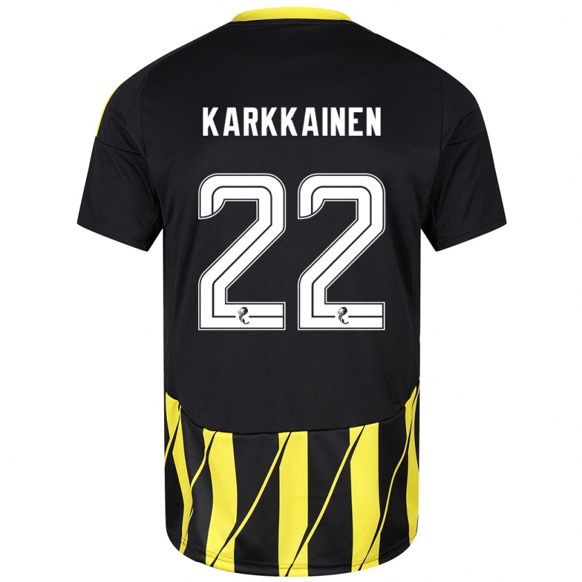 Kandiny Hombre Camiseta Elena Kärkkäinen #22 Negro Amarillo 2ª Equipación 2024/25 La Camisa Chile