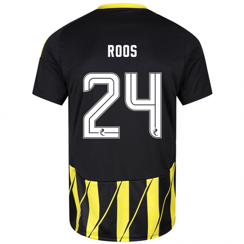 Kandiny Hombre Camiseta Kelle Roos #24 Negro Amarillo 2ª Equipación 2024/25 La Camisa Chile