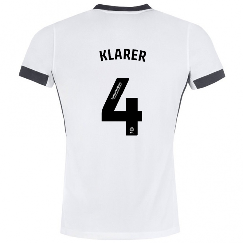 Kandiny Hombre Camiseta Christoph Klarer #4 Blanco Negro 2ª Equipación 2024/25 La Camisa Chile