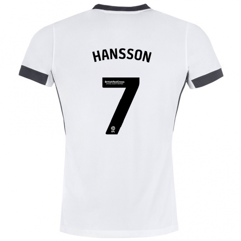 Kandiny Hombre Camiseta Emil Hansson #7 Blanco Negro 2ª Equipación 2024/25 La Camisa Chile