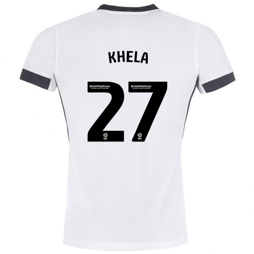 Kandiny Hombre Camiseta Brandon Khela #27 Blanco Negro 2ª Equipación 2024/25 La Camisa Chile