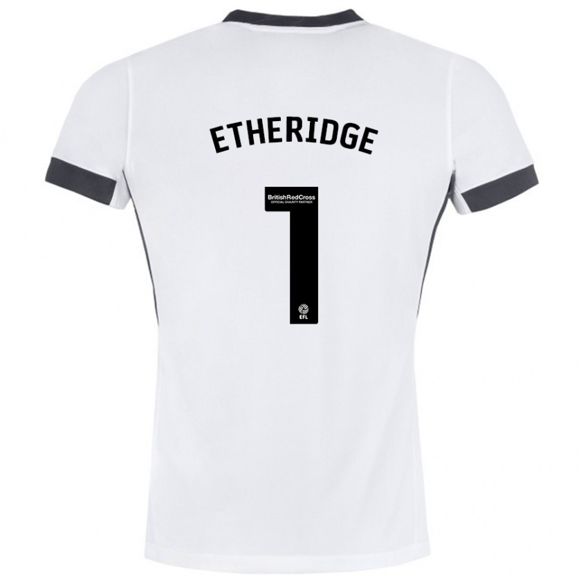 Kandiny Hombre Camiseta Neil Etheridge #1 Blanco Negro 2ª Equipación 2024/25 La Camisa Chile