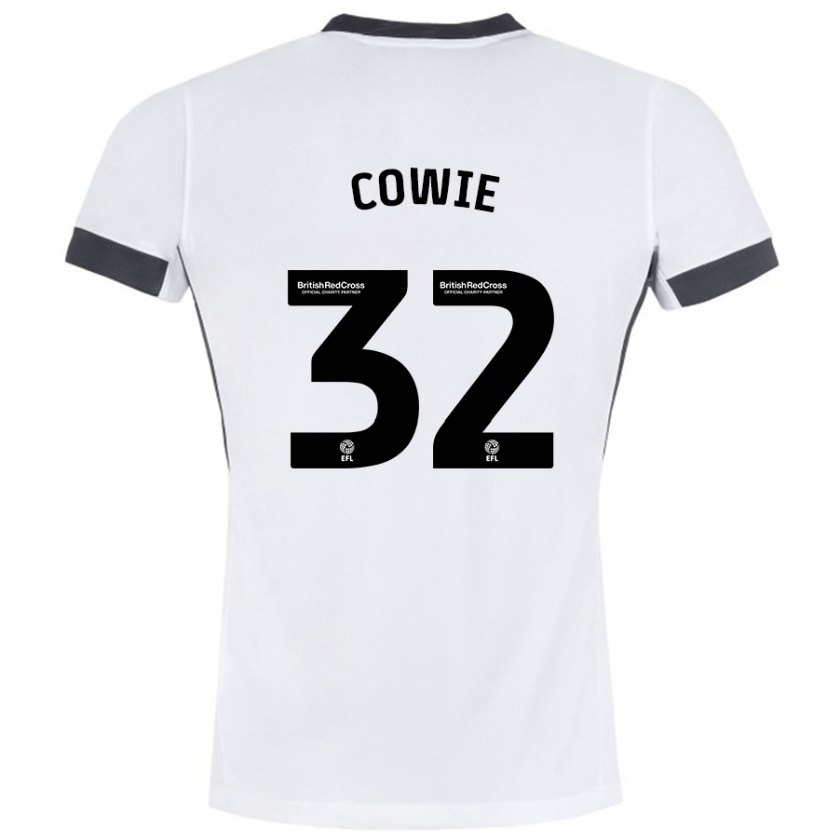 Kandiny Hombre Camiseta Abbie Cowie #32 Blanco Negro 2ª Equipación 2024/25 La Camisa Chile