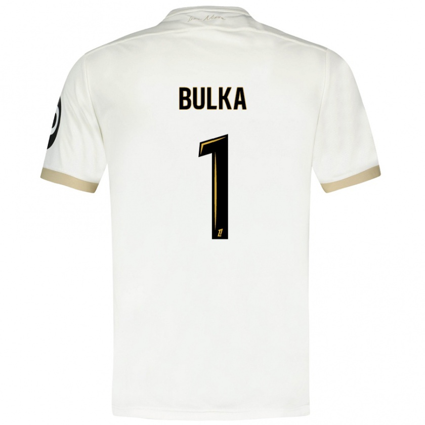 Kandiny Hombre Camiseta Marcin Bulka #1 Blanco Dorado 2ª Equipación 2024/25 La Camisa Chile