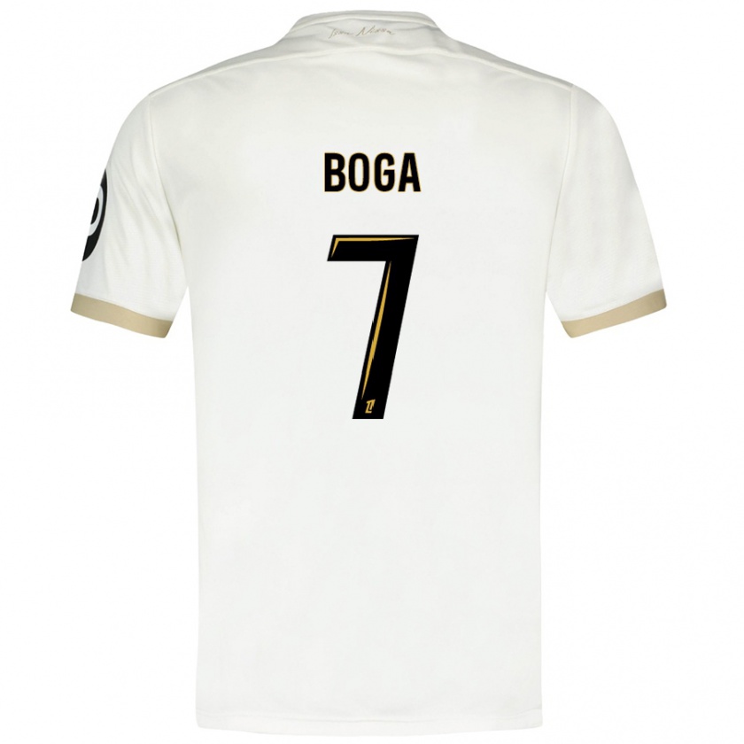 Kandiny Hombre Camiseta Jérémie Boga #7 Blanco Dorado 2ª Equipación 2024/25 La Camisa Chile