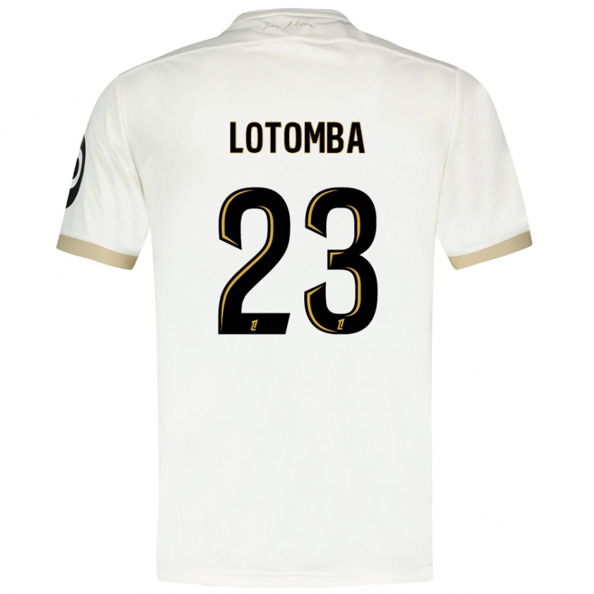 Kandiny Hombre Camiseta Jordan Lotomba #23 Blanco Dorado 2ª Equipación 2024/25 La Camisa Chile