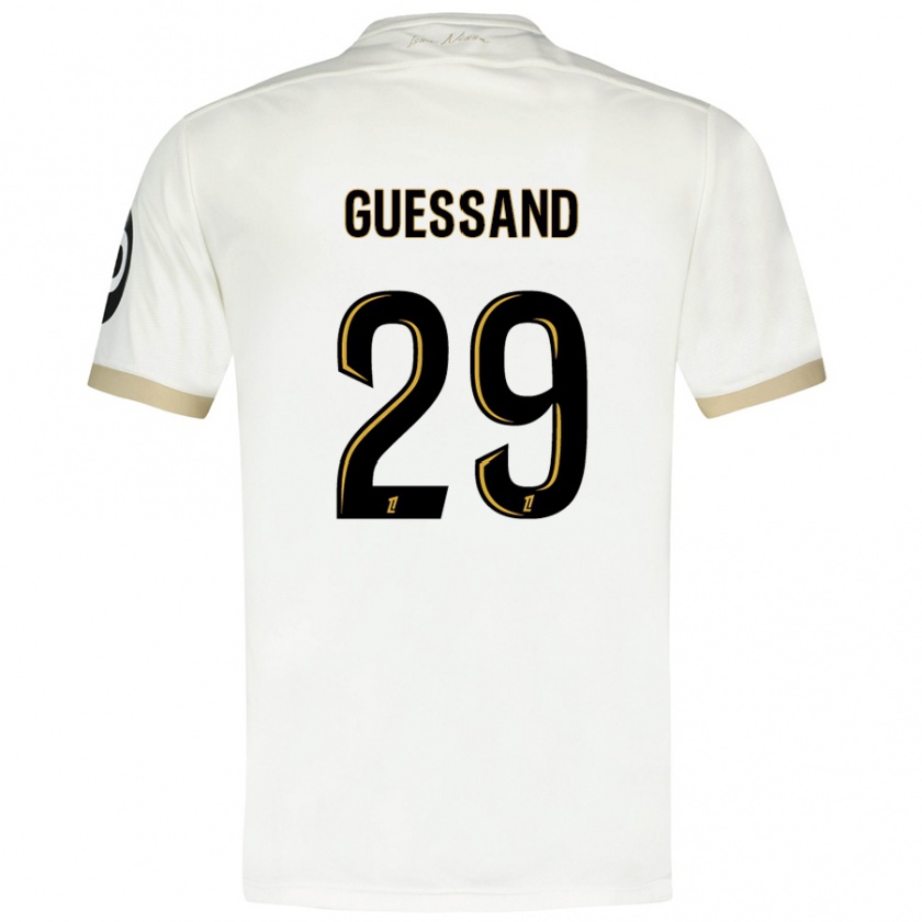 Kandiny Hombre Camiseta Evann Guessand #29 Blanco Dorado 2ª Equipación 2024/25 La Camisa Chile