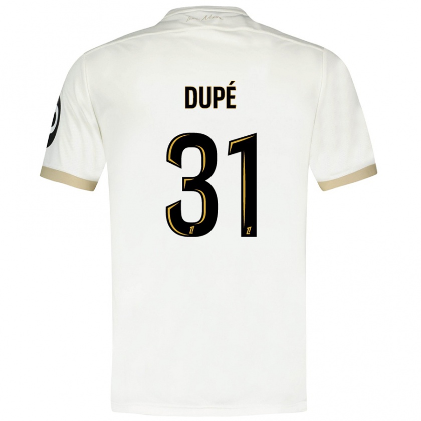 Kandiny Hombre Camiseta Maxime Dupé #31 Blanco Dorado 2ª Equipación 2024/25 La Camisa Chile