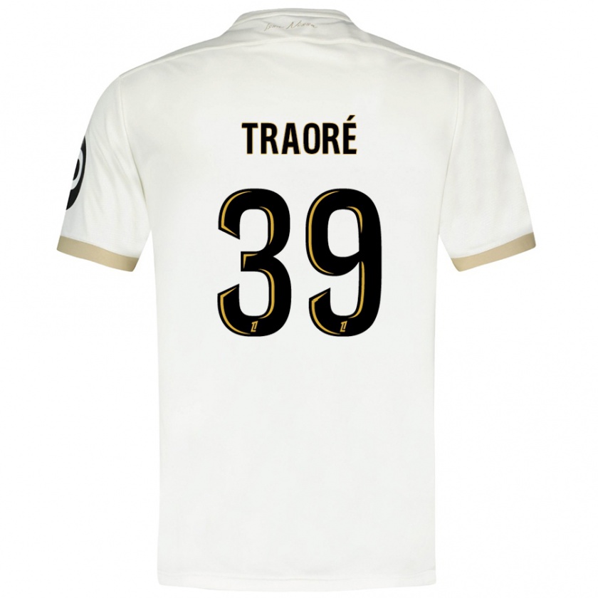 Kandiny Hombre Camiseta Daouda Traoré #39 Blanco Dorado 2ª Equipación 2024/25 La Camisa Chile