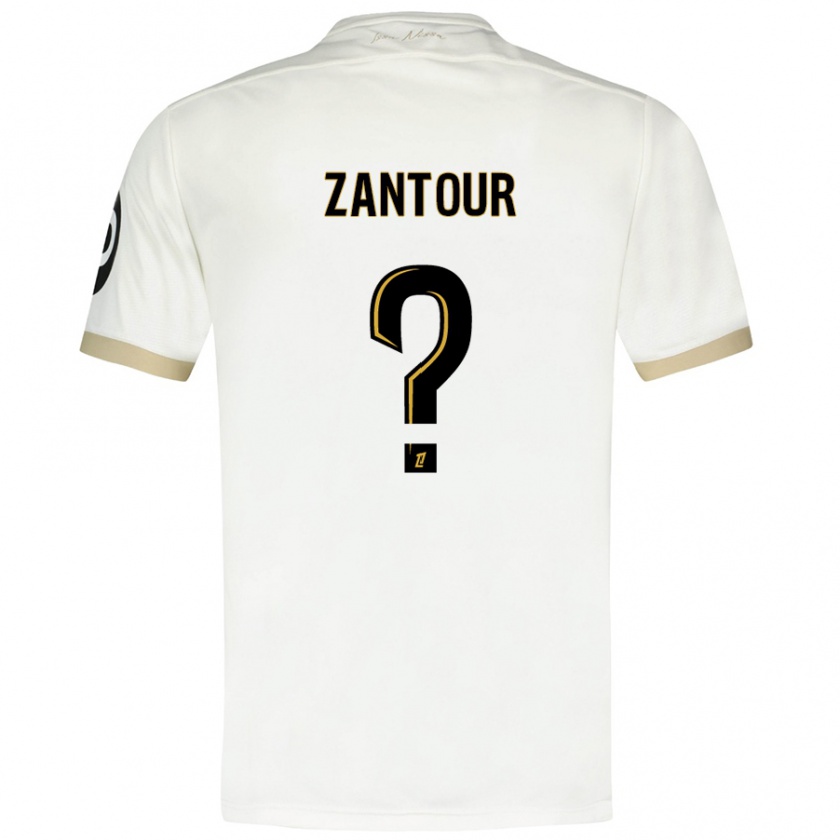 Kandiny Hombre Camiseta Ishaq Zantour #0 Blanco Dorado 2ª Equipación 2024/25 La Camisa Chile