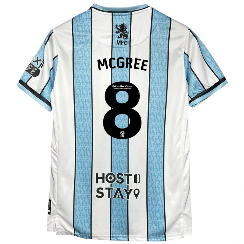 Kandiny Hombre Camiseta Riley Mcgree #8 Blanco Azul 2ª Equipación 2024/25 La Camisa Chile