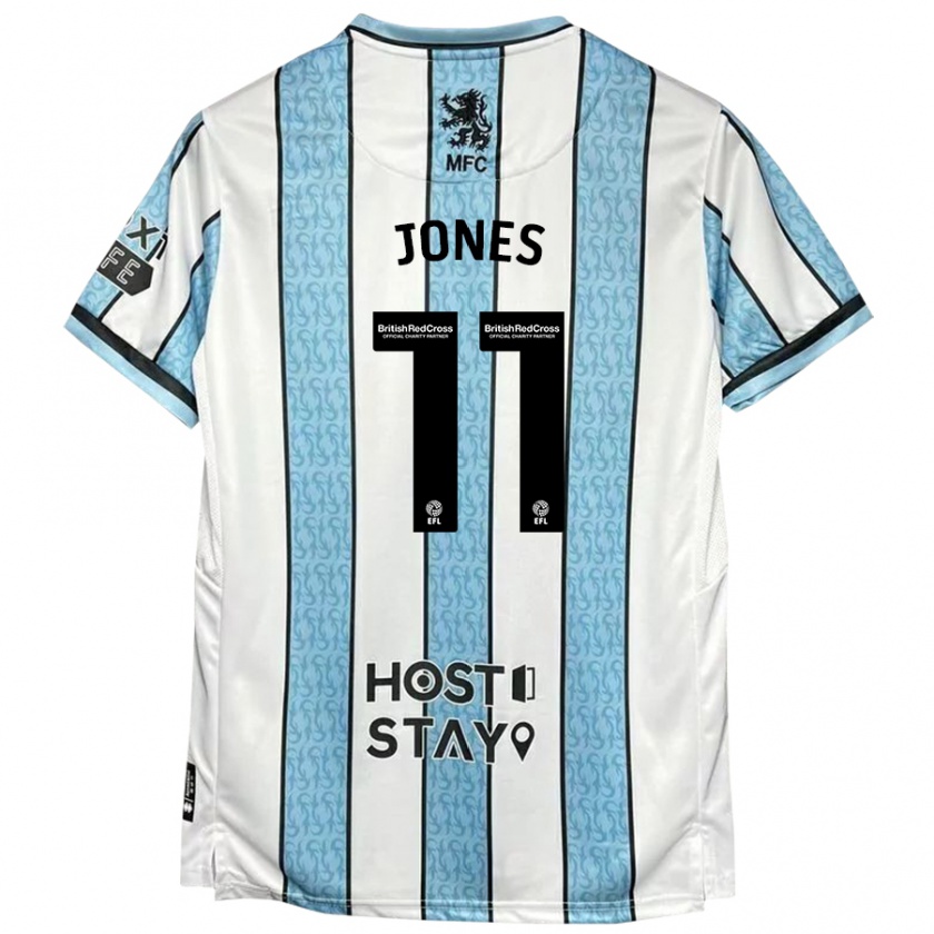 Kandiny Hombre Camiseta Isaiah Jones #11 Blanco Azul 2ª Equipación 2024/25 La Camisa Chile