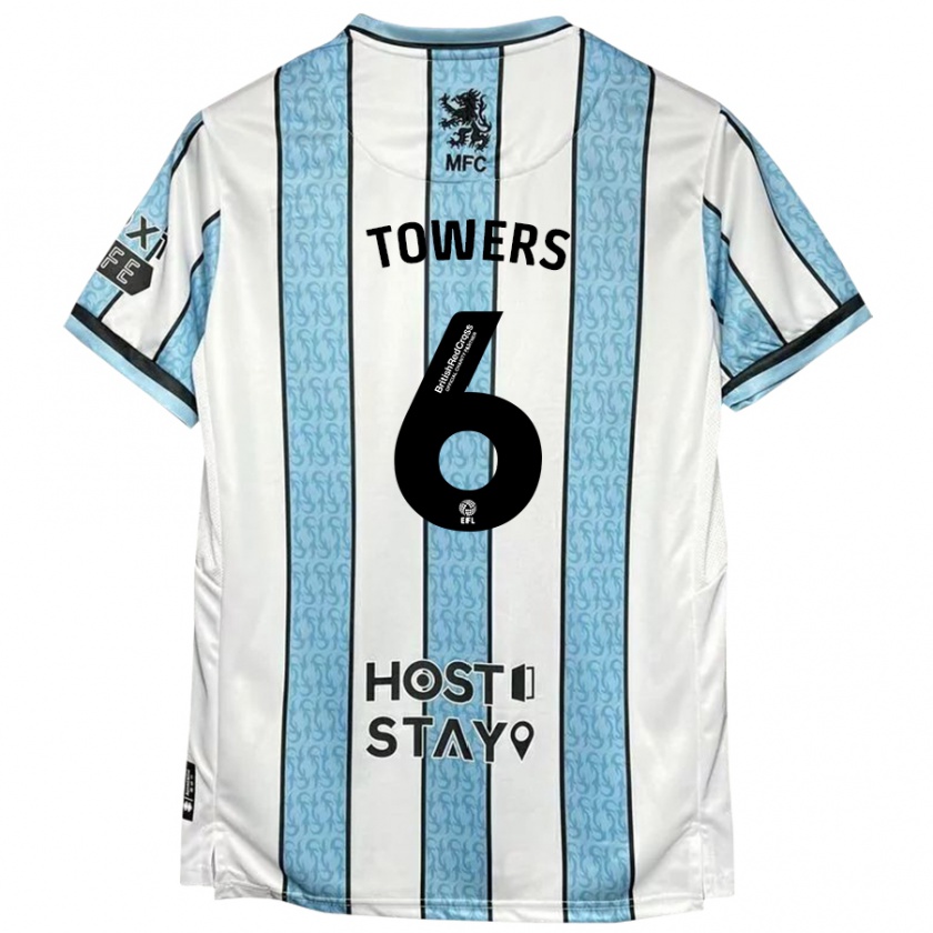 Kandiny Hombre Camiseta Abby Towers #6 Blanco Azul 2ª Equipación 2024/25 La Camisa Chile