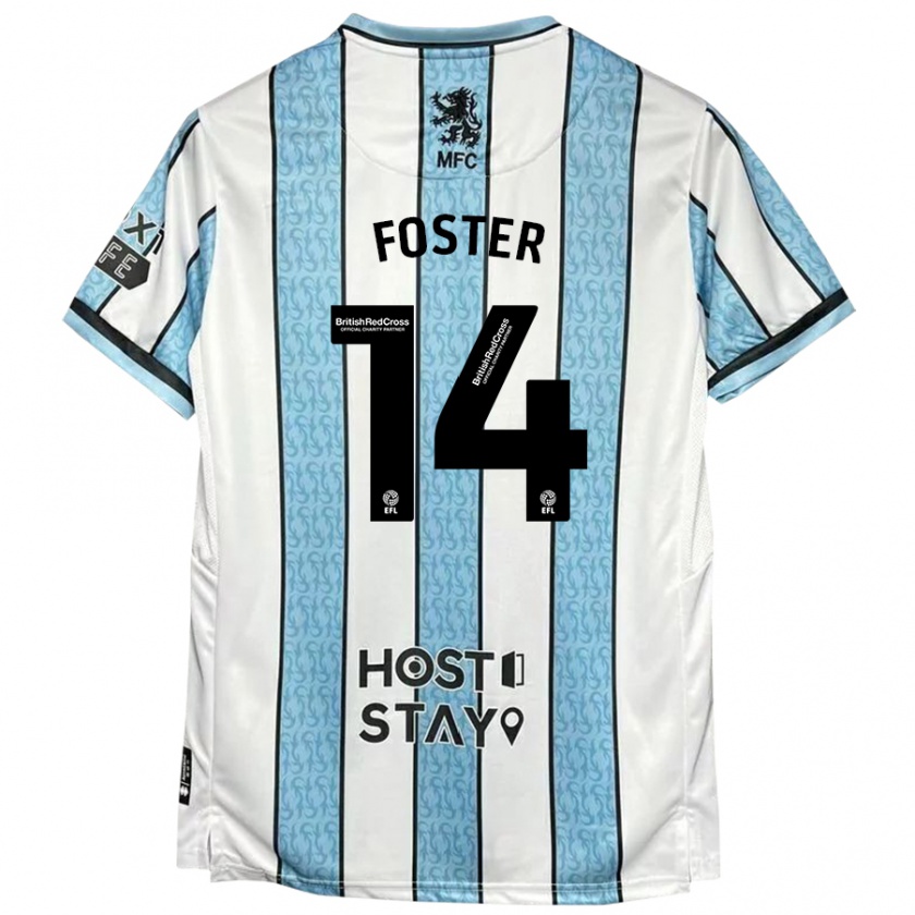 Kandiny Hombre Camiseta Emma Foster #14 Blanco Azul 2ª Equipación 2024/25 La Camisa Chile