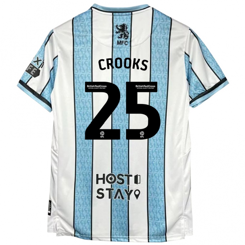 Kandiny Hombre Camiseta Matt Crooks #25 Blanco Azul 2ª Equipación 2024/25 La Camisa Chile