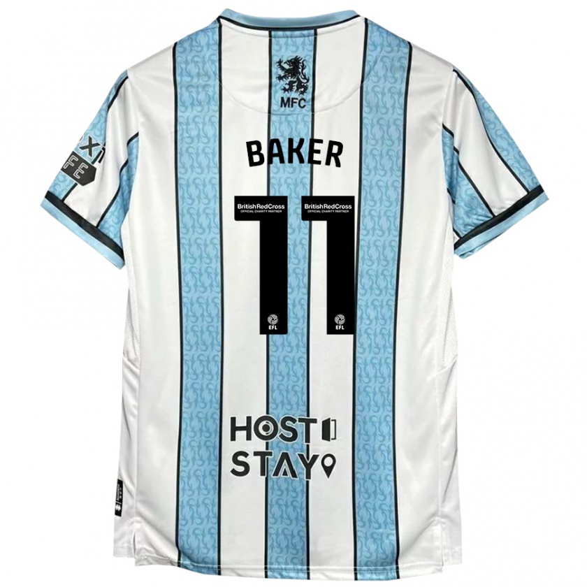 Kandiny Hombre Camiseta Ella Baker #11 Blanco Azul 2ª Equipación 2024/25 La Camisa Chile