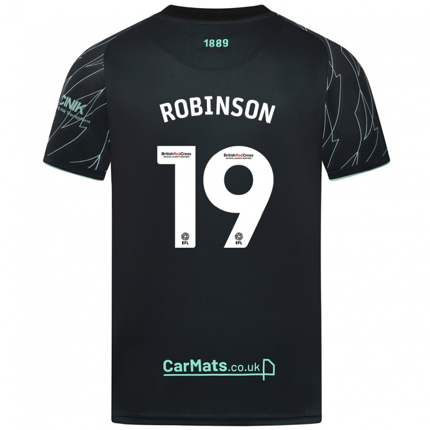 Kandiny Hombre Camiseta Jack Robinson #19 Negro Verde 2ª Equipación 2024/25 La Camisa Chile