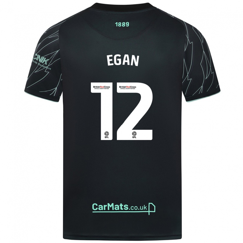 Kandiny Hombre Camiseta John Egan #12 Negro Verde 2ª Equipación 2024/25 La Camisa Chile