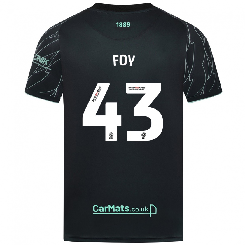 Kandiny Hombre Camiseta Gus Foy #43 Negro Verde 2ª Equipación 2024/25 La Camisa Chile