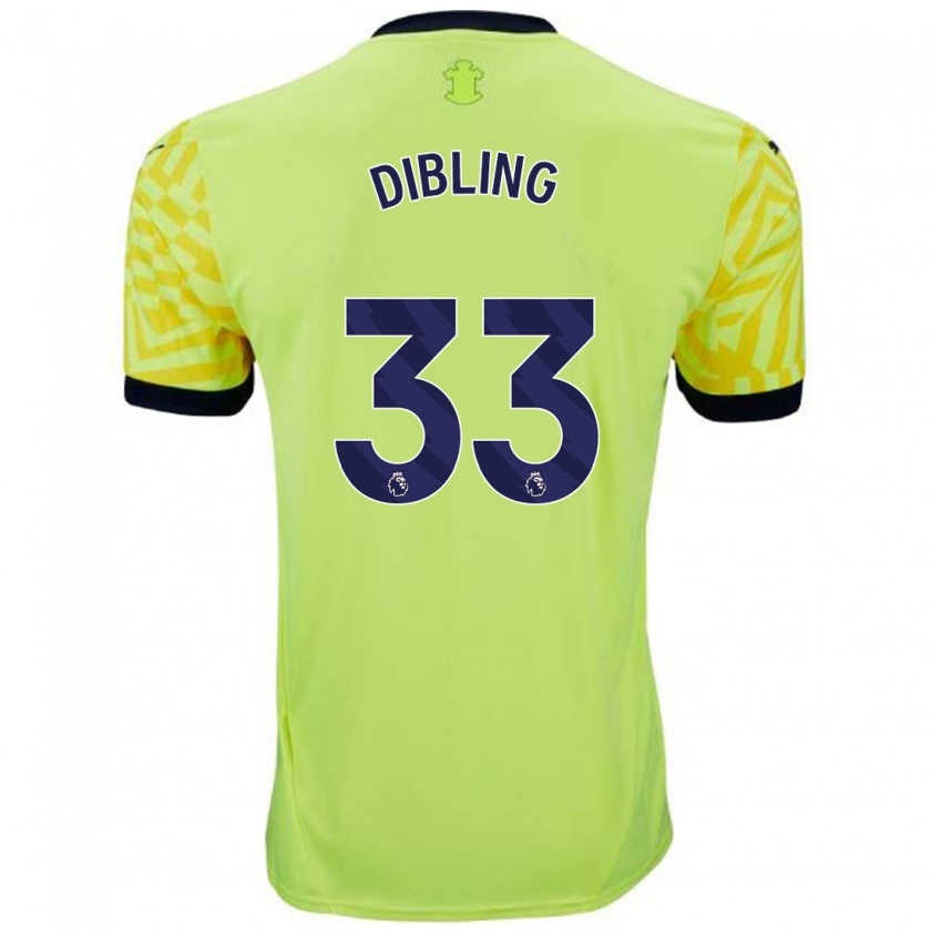 Kandiny Hombre Camiseta Tyler Dibling #33 Amarillo 2ª Equipación 2024/25 La Camisa Chile