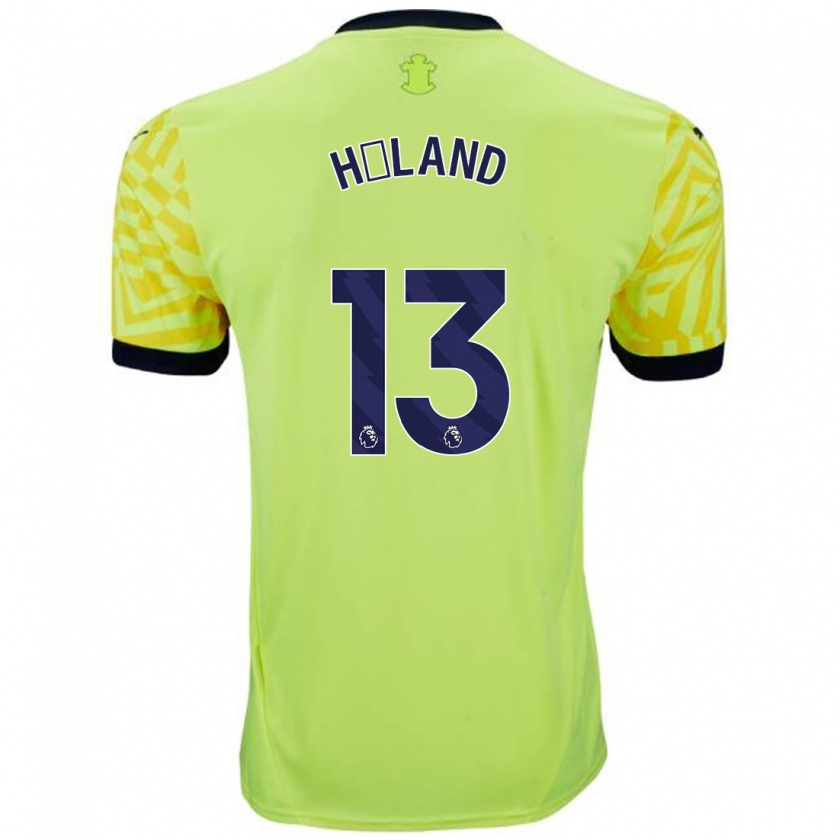 Kandiny Hombre Camiseta Benedicte Håland #13 Amarillo 2ª Equipación 2024/25 La Camisa Chile