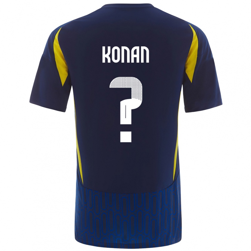 Kandiny Hombre Camiseta Ghislain Konan #0 Azul Amarillo 2ª Equipación 2024/25 La Camisa Chile