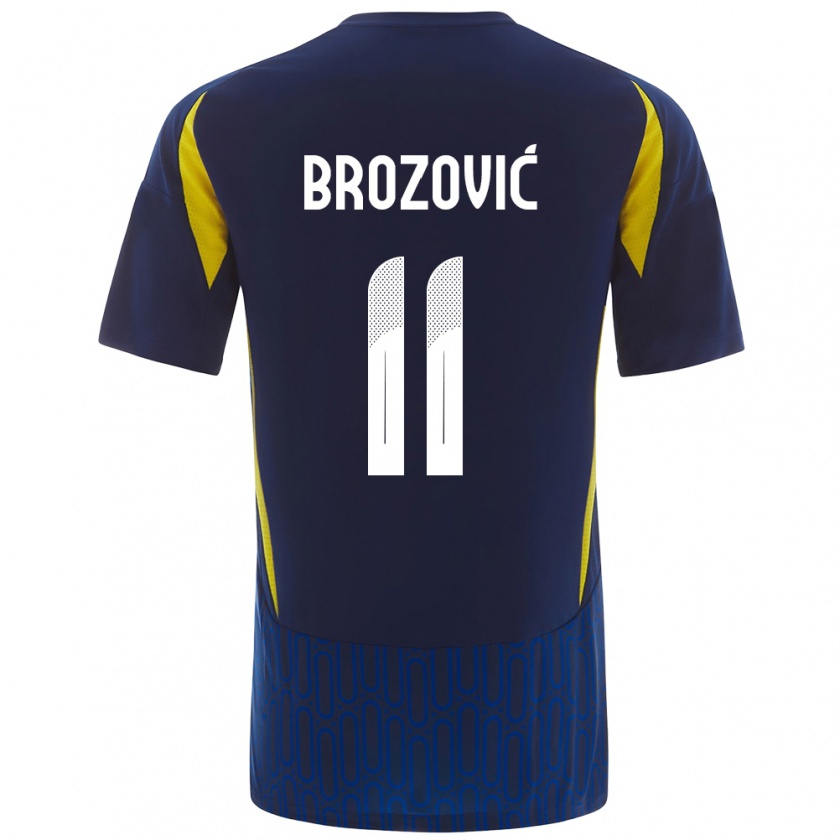 Kandiny Hombre Camiseta Marcelo Brozovic #11 Azul Amarillo 2ª Equipación 2024/25 La Camisa Chile