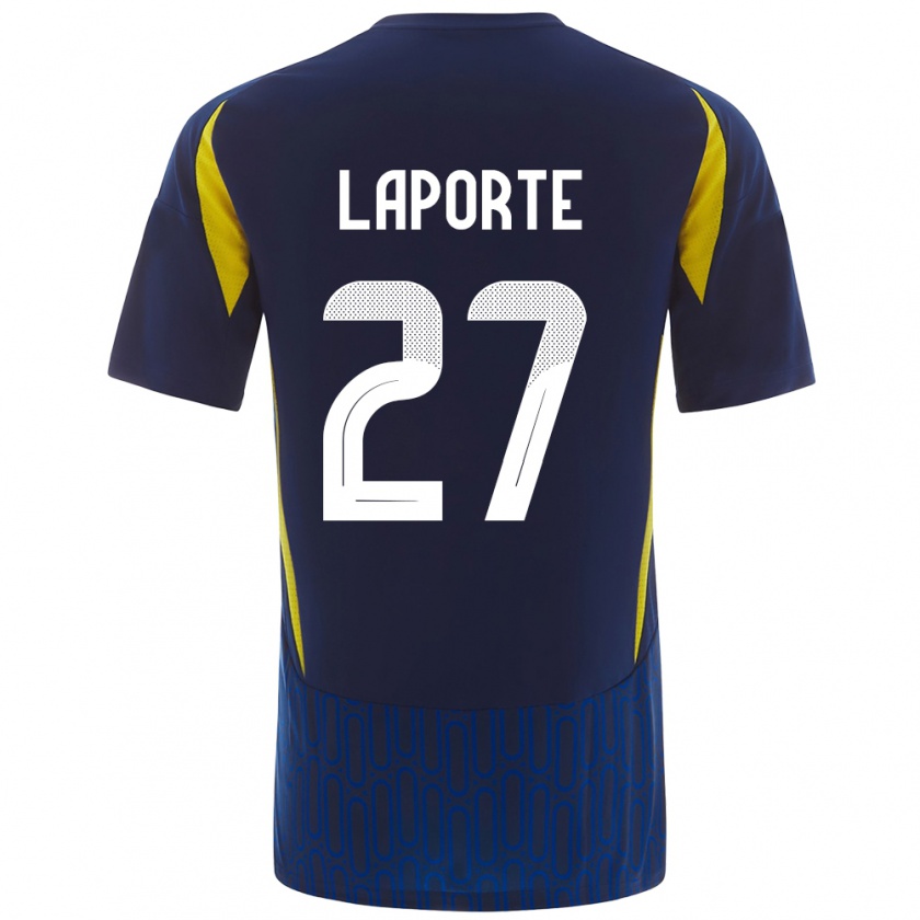 Kandiny Hombre Camiseta Aymeric Laporte #27 Azul Amarillo 2ª Equipación 2024/25 La Camisa Chile