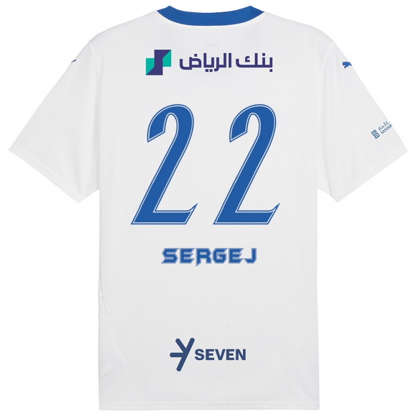 Kandiny Hombre Camiseta Sergej Milinković-Savić #22 Blanco Azul 2ª Equipación 2024/25 La Camisa Chile