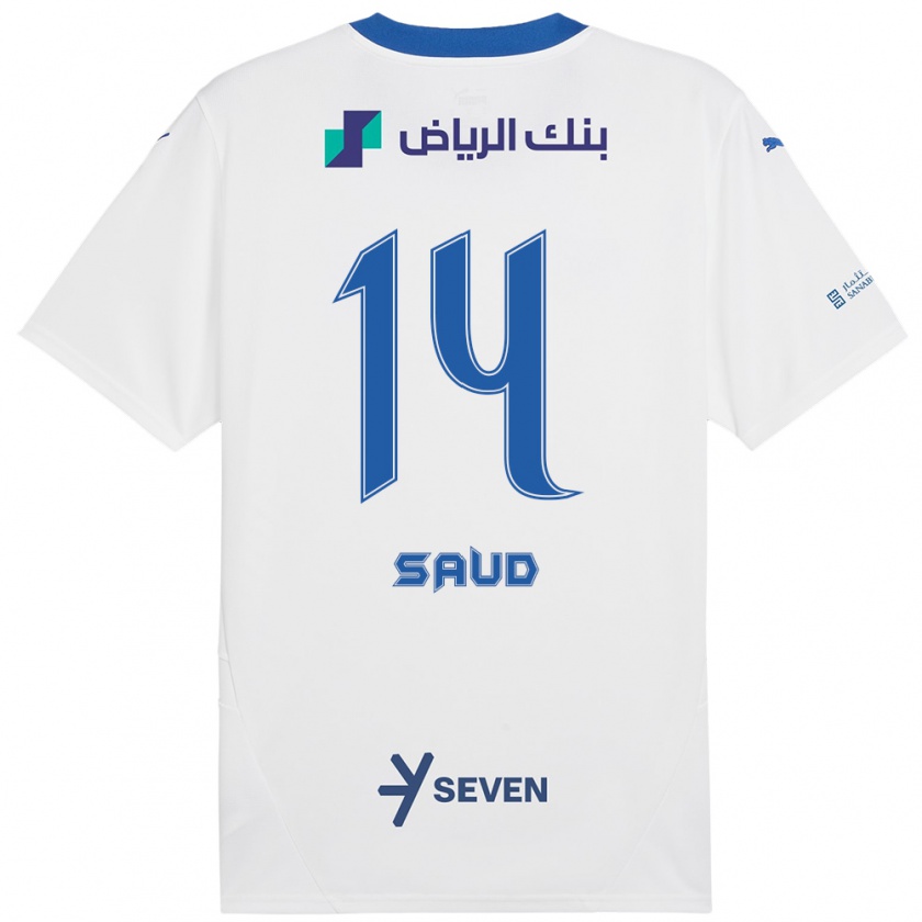 Kandiny Hombre Camiseta Nouf Saud #14 Blanco Azul 2ª Equipación 2024/25 La Camisa Chile