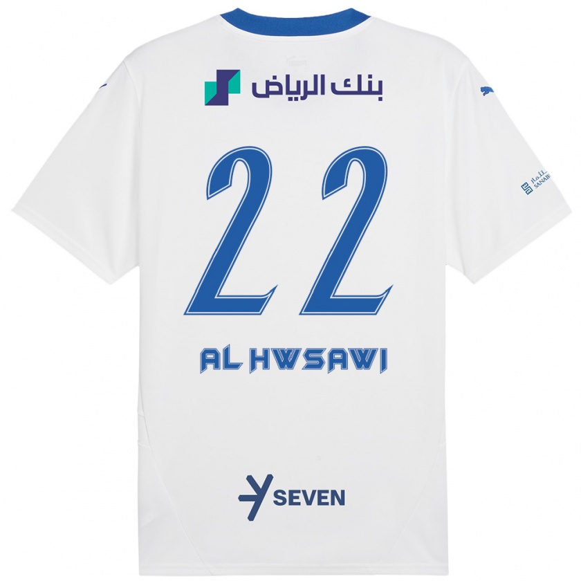 Kandiny Hombre Camiseta Shorouq Al-Hwsawi #22 Blanco Azul 2ª Equipación 2024/25 La Camisa Chile