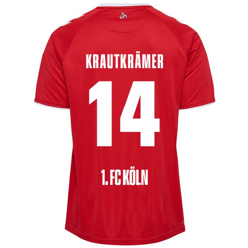 Kandiny Hombre Camiseta Jakob Krautkrämer #14 Rojo Blanco 2ª Equipación 2024/25 La Camisa Chile