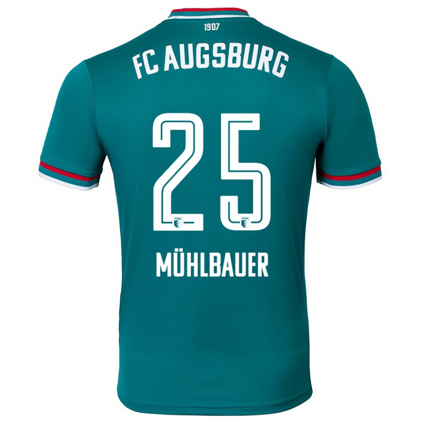 Kandiny Hombre Camiseta Simon Mühlbauer #25 Verde Oscuro 2ª Equipación 2024/25 La Camisa Chile