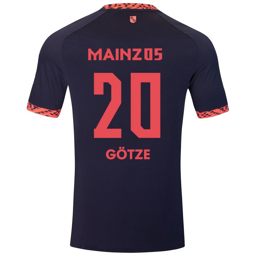 Kandiny Hombre Camiseta Justus Götze #20 Azul Coral Rojo 2ª Equipación 2024/25 La Camisa Chile