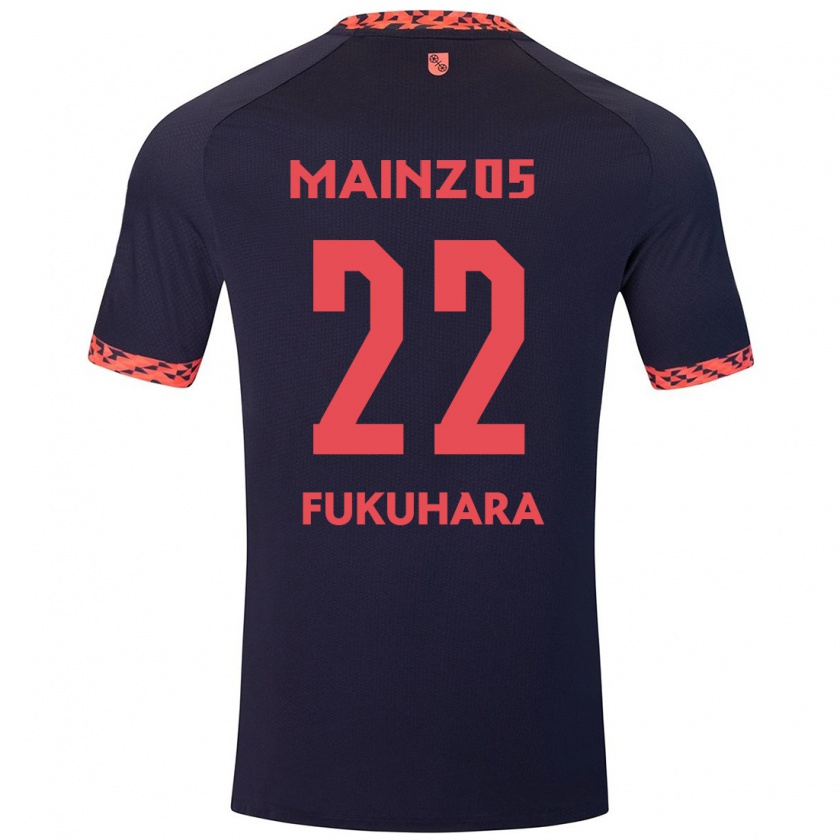 Kandiny Hombre Camiseta Yuuka Fukuhara #22 Azul Coral Rojo 2ª Equipación 2024/25 La Camisa Chile