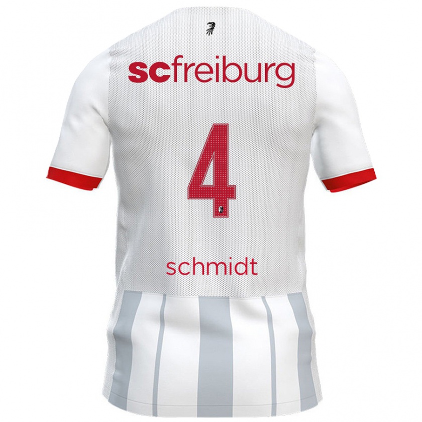 Kandiny Hombre Camiseta Kenneth Schmidt #4 Blanco Gris 2ª Equipación 2024/25 La Camisa Chile