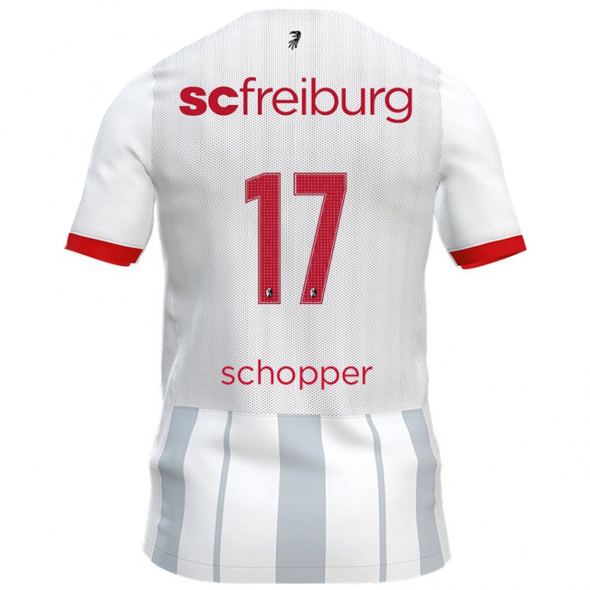 Kandiny Hombre Camiseta David Schopper #17 Blanco Gris 2ª Equipación 2024/25 La Camisa Chile