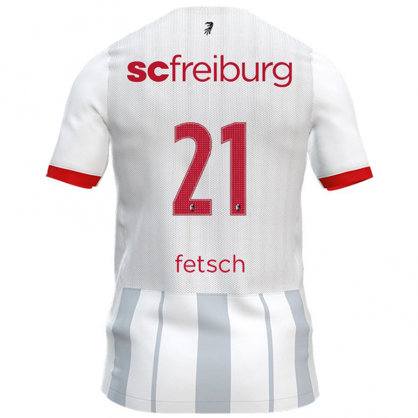 Kandiny Hombre Camiseta Mathias Fetsch #21 Blanco Gris 2ª Equipación 2024/25 La Camisa Chile