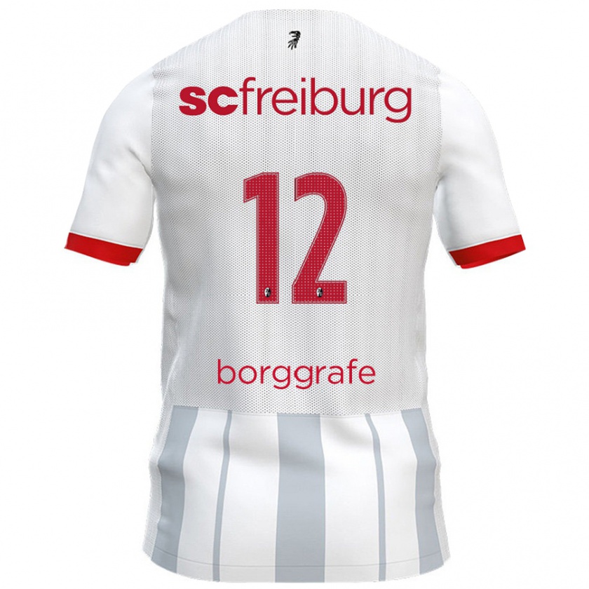 Kandiny Hombre Camiseta Rafaela Borggräfe #12 Blanco Gris 2ª Equipación 2024/25 La Camisa Chile