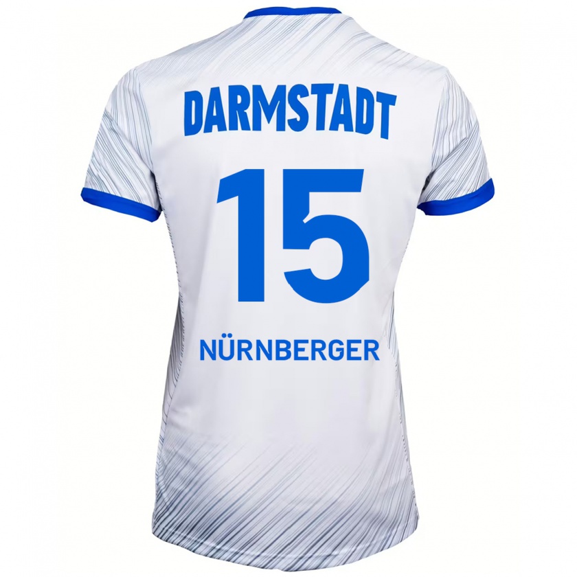 Kandiny Hombre Camiseta Fabian Nürnberger #15 Blanco Azul 2ª Equipación 2024/25 La Camisa Chile