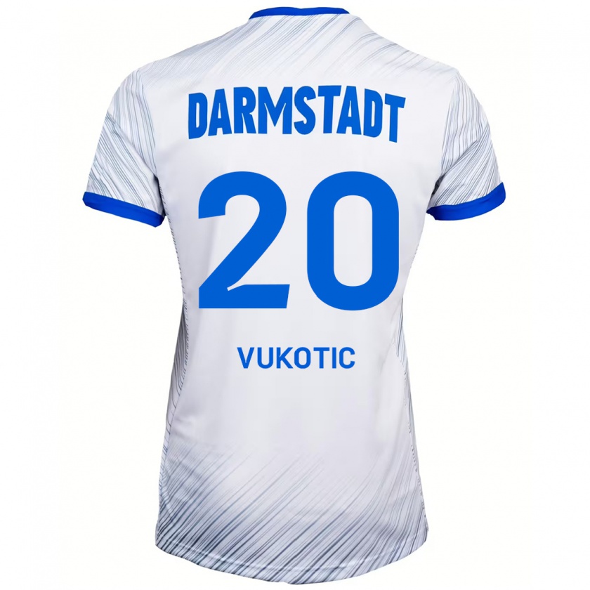 Kandiny Hombre Camiseta Aleksandar Vukotic #20 Blanco Azul 2ª Equipación 2024/25 La Camisa Chile