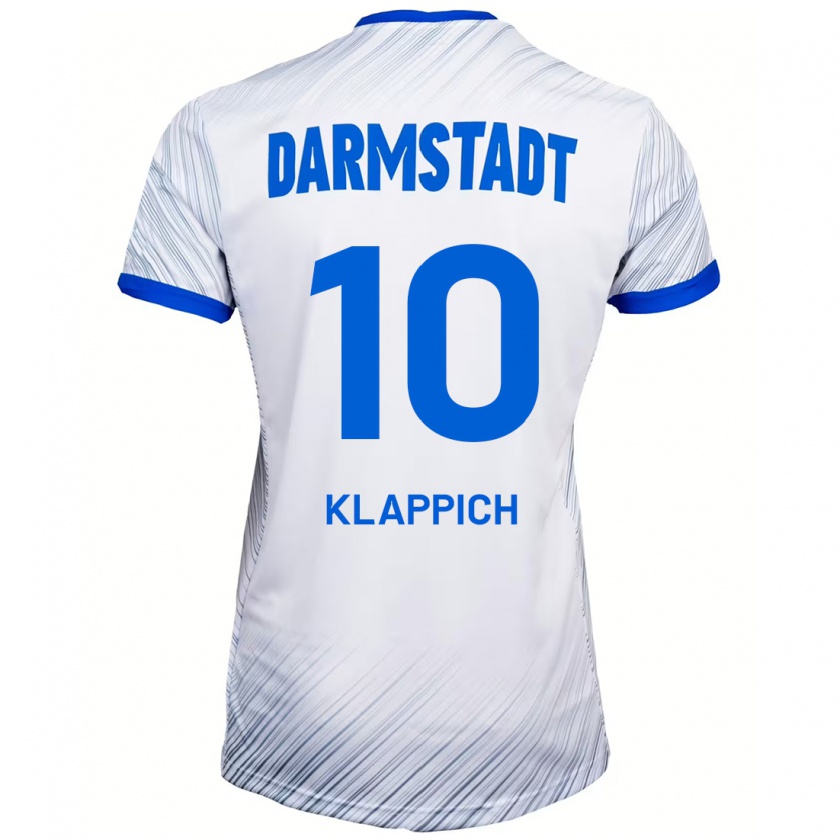 Kandiny Hombre Camiseta Luis Klappich #10 Blanco Azul 2ª Equipación 2024/25 La Camisa Chile