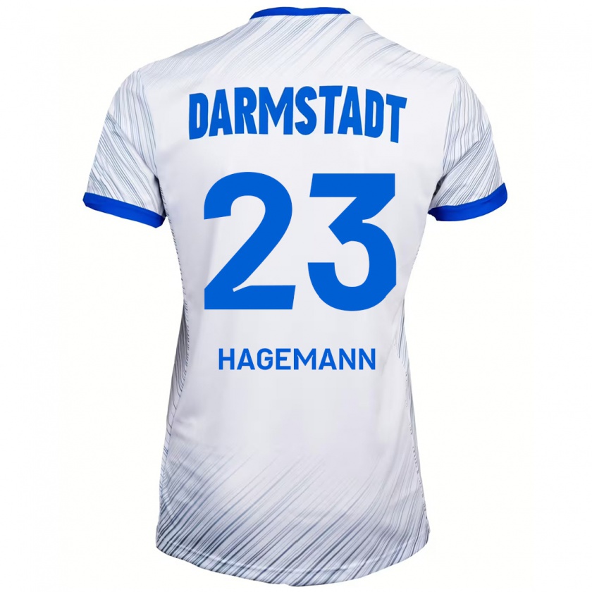 Kandiny Hombre Camiseta Emil Hagemann #23 Blanco Azul 2ª Equipación 2024/25 La Camisa Chile