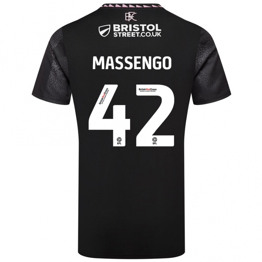 Kandiny Hombre Camiseta Han-Noah Massengo #42 Negro 2ª Equipación 2024/25 La Camisa Chile