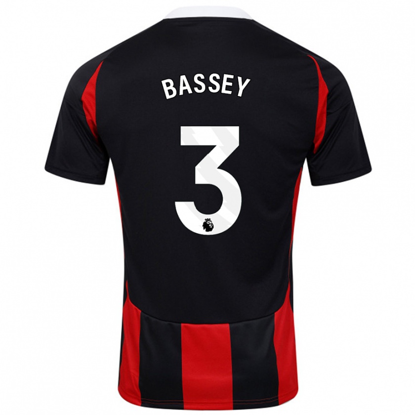 Kandiny Hombre Camiseta Calvin Bassey #3 Negro Rojo 2ª Equipación 2024/25 La Camisa Chile