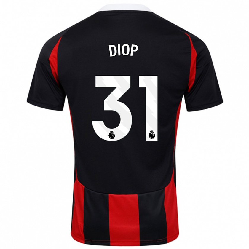 Kandiny Hombre Camiseta Issa Diop #31 Negro Rojo 2ª Equipación 2024/25 La Camisa Chile