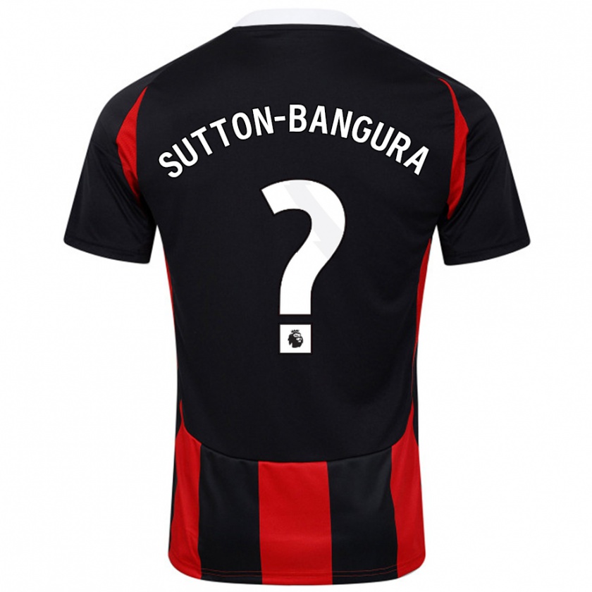 Kandiny Hombre Camiseta William Sutton-Bangura #0 Negro Rojo 2ª Equipación 2024/25 La Camisa Chile