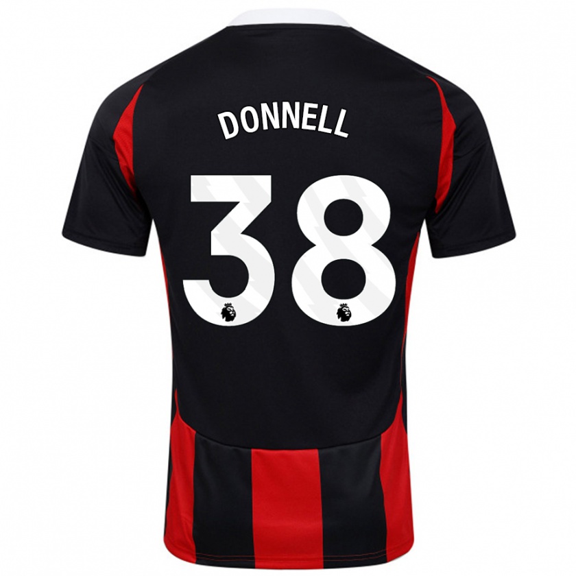 Kandiny Hombre Camiseta Chris Donnell #38 Negro Rojo 2ª Equipación 2024/25 La Camisa Chile